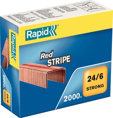 Rapid Red Stripe Nietjes 24/6mm - 2000 stuks - Verkoperd - 5 stuks