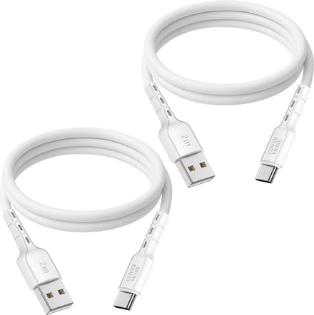 Usb C naar usb A kabel - Oplaadkabel - Laadkabel - Voor opladen smartphone, ereader, tablet, speaker, koptelefoon, powerbank met usb C stekker - 2 meter - 2 stuks - Wit