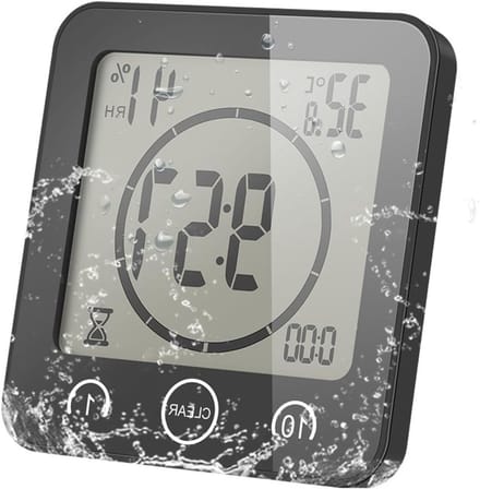 Digitale Badkamer Klok met LCD Scherm, Waterdicht, Touch Control, Temperatuur en Vochtigheid, Countdown Timer en Meerdere Montageopties