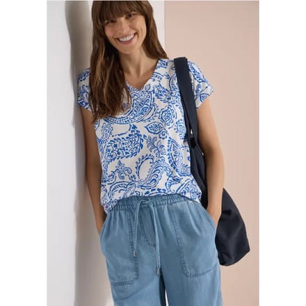 Shirt met V-hals en print