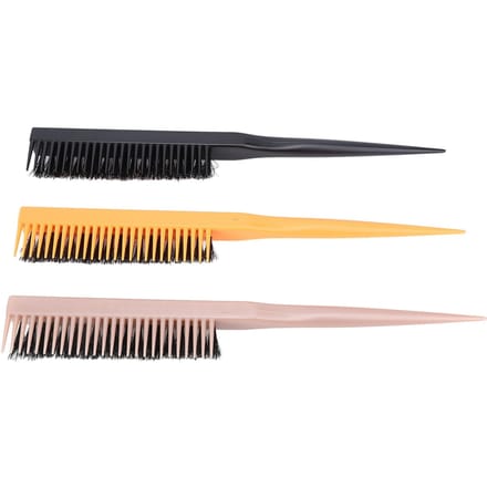 Lot de 3 Peignes à Crêper Queue de Rat Ajoute du Volume Soies en Nylon 3 Rangées Peigne à Crêper Coiffure beige