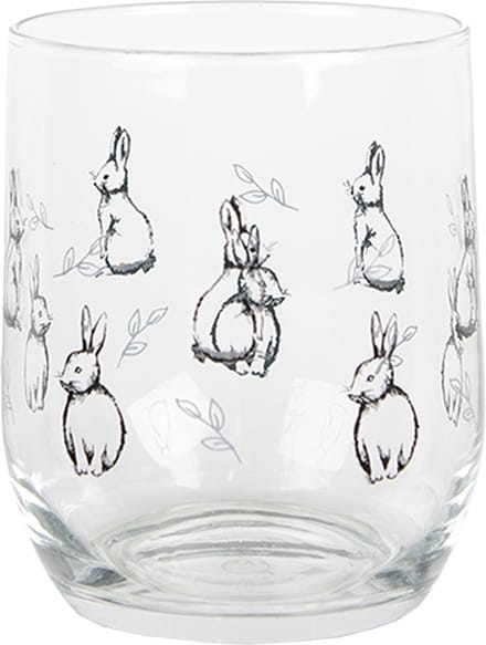 Clayre & Eef Waterglas 300 ml Transparant Glas Konijnen