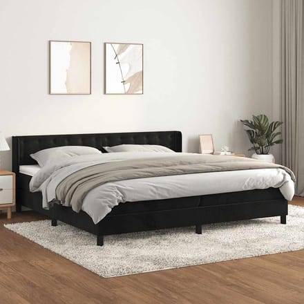 vidaXL - Boxspring - met - matras - fluweel - zwart - 200x200 - cm