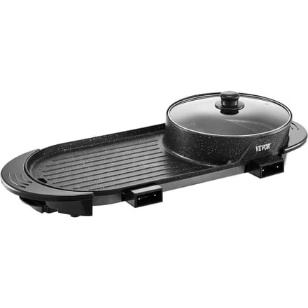 Potée avec Grill 2200W Grill Électrique Sans Fumée et Potée 2-en-1