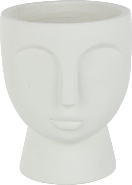 J-Line bloempot Gezicht - cement - wit - medium - Ø 18 cm