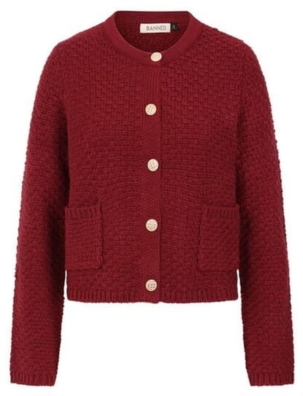 Banned Retro Victoria Wool Mix Vest Cardigan rood M