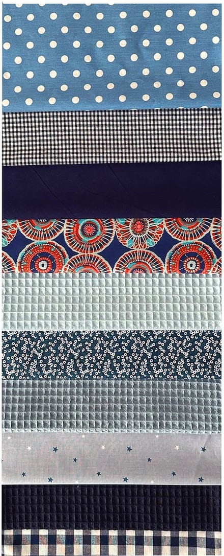 BINK Bedding - 10 lapjes - Quilt Patchwork - Blauw 25 x 25 cm - Set = 10 lapjes - 100% katoen