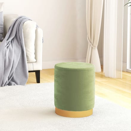 vidaXL - Hocker - met - opbergruimte - rond - fluweel - 31 - x - 37 - cm - mosterdgroen