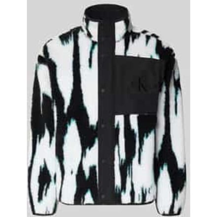 Regular fit fleecejack met logostitching, model 'Jacquard'