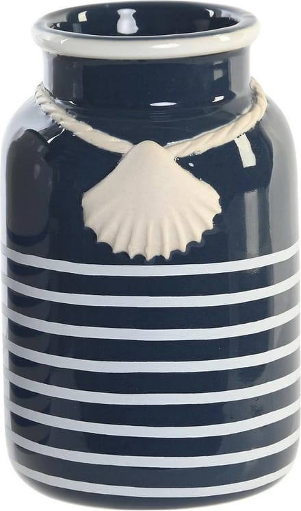 Items - Badkamer tandenborstel beker - Kunststeen - blauw/wit - 11 cm