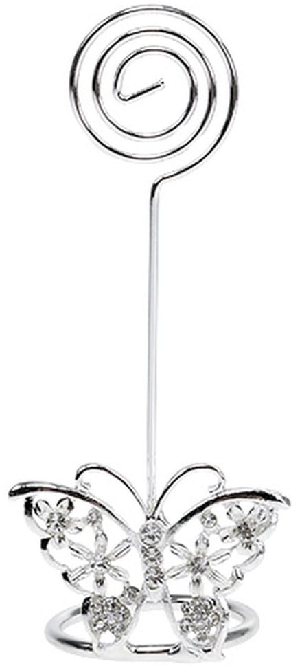 Plaats kaarthouder vlinder 3,5 cm zilver 6st