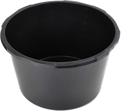 Mortelbak 65L - Grote emmer - Bouwklussen - Vier handvatten - 58 cm diameter - Zwart
