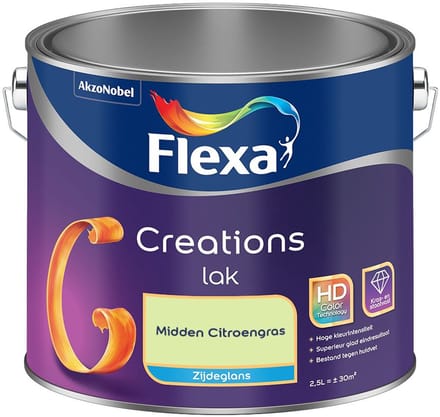 Flexa - Creations Lak Zijdeglans - Midden Citroengras - Mengverf - 2,5 L