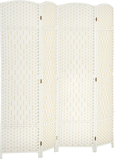 HOMCOM Kamerverdeler Polypropyleen, grenenhout 180L x 1,7B x 180H cm Wit