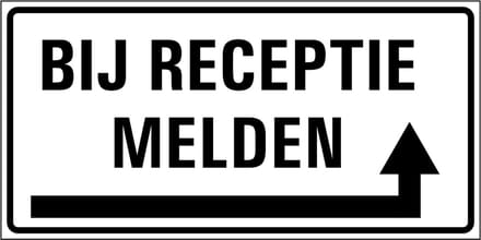 Bij receptie melden rechts sticker 400 x 200 mm