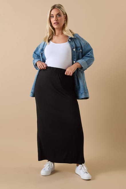 Yours Lange Kokerrok Met Stretch In Zwart Size 48