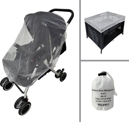 Klamboe Buggy, campingbedje en ledikantje, WHITE 110x 120cm