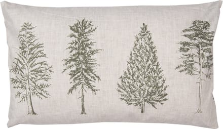 Clayre & Eef Kussenhoes 30x50 cm Beige Groen Polyester Dennenbomen