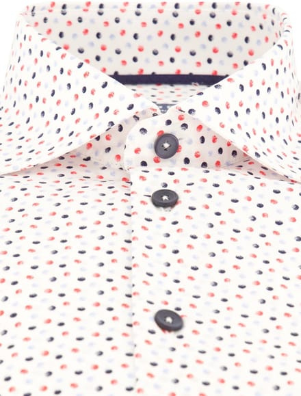 Modern fit easy iron Ledub overhemd katoen wit geprint