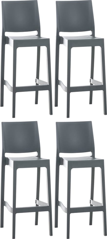 CLP Maya Set van 4 barkrukken - Buiten - Met rugleuning - Met voetensteun - Stapelbaar - donkergrijs