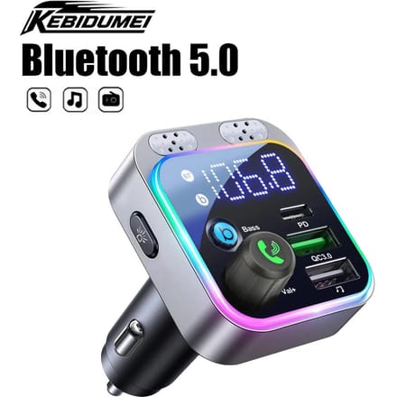 HM132 Bluetooth FM-zender voor FM/AUX autolader digitaal display adapter basgeluid MP3-speler auto-accessoires gray