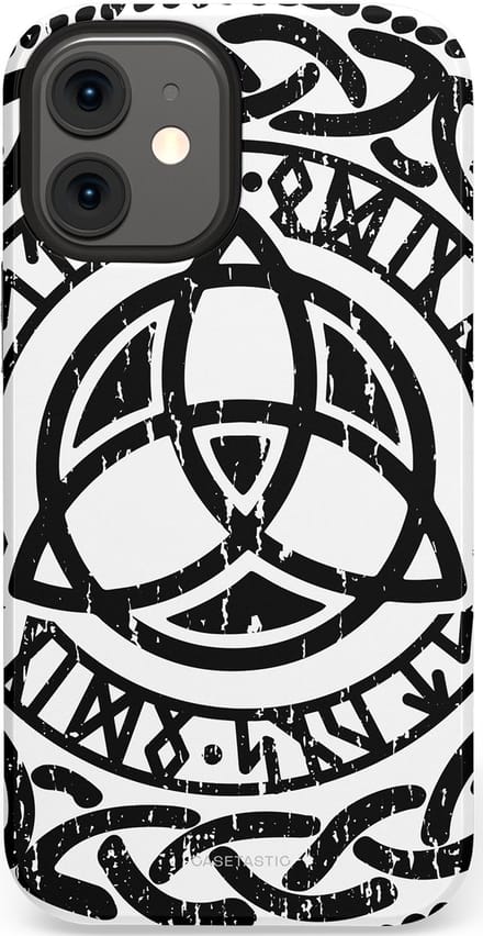 Casetastic hoesje geschikt voor Apple iPhone 12 Mini - Dubbellaagse bescherming - Valhalla eer - Fashion Case - Wit Zwart Grijs