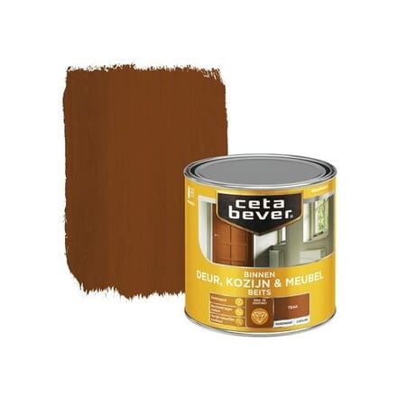 Cetabever - Binnenbeits Deur, Kozijn & Meubel Transparant Zijdeglans - Teak - 250 Ml