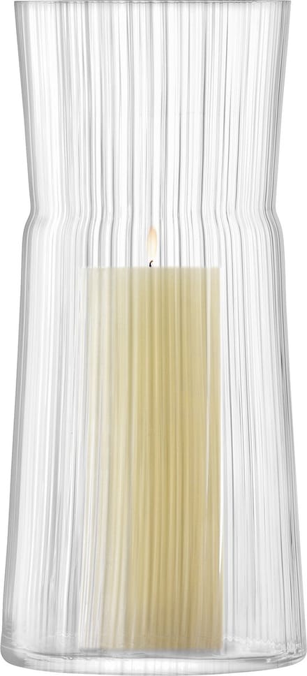 L.S.A. - Gio Line Kandelaar 38 cm met Kaars - Glas - Transparant -