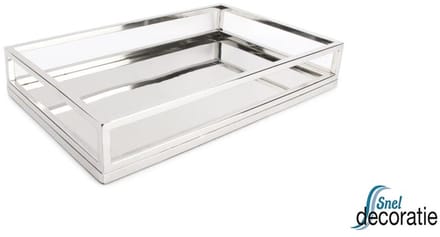 Spiegel dienblad met luxe uitstraling . Lengte 24.5 cm Hoogte 7 cm Breedte 39.5 cm