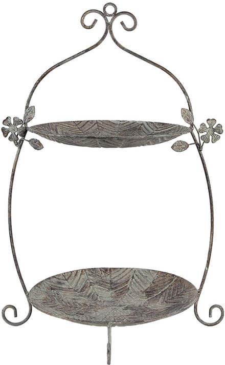 Clayre & Eef Etagère 2 laags 34x32x50 cm Groen Bruin Metaal