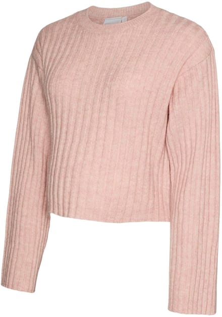 Mama Licious Gebreide pullover Cropped fit O-hals Geribde mouwuiteinden Verlaagde schoudernaden Pullover