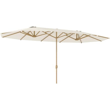Outsunny dubbele paraplu 4,55x2,65 m met waterbestendige kruk Beige