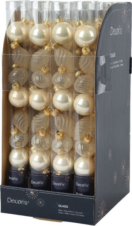Kerstballen mini dia3cm glas parel 9dlg