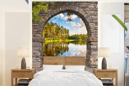 Behang - Fotobehang Landschap - Doorkijk - Water - Breedte 165 cm x hoogte 220 cm