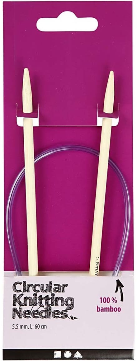 PacklinQ Rond breinaalden - Glad bamboe van goede kwaliteit - 60 cm, 5,5 mm