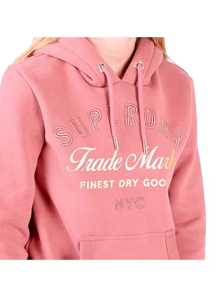Superdry Luxe Metallic Logo Hoodie Roze L Vrouw