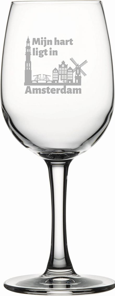 Gegraveerde witte wijnglas 26cl Amsterdam