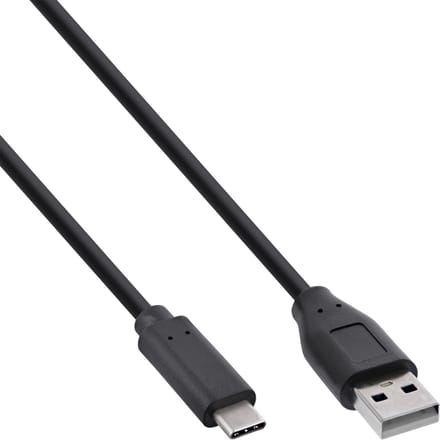 InLine® USB 2.0-kabel, USB-C-stekker naar A-stekker, zwart, 0,3 m