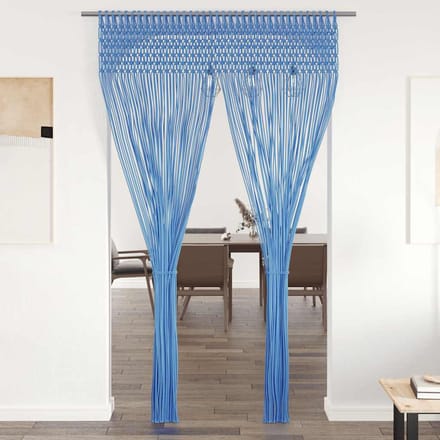 vidaXL - Gordijn - macramé - 140x240 - cm - katoen - blauw