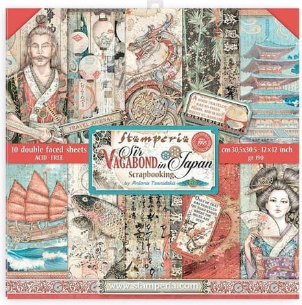 Stamperia Sir Vagabond in Japan 12x12 Inch Paper Pack (SBBL95)