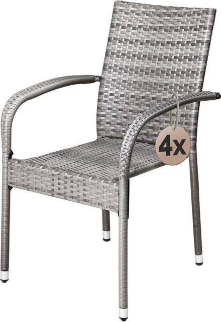 Casaria Tuinstoelen Stapelbaar – Set van 4 – 90x56x60 cm – Grijs