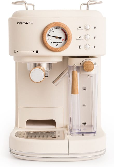 CREATE - Espressomachine - 20bar halfautomatische - Met melkreservoir - Gebroken wit - THERA RETRO PRO