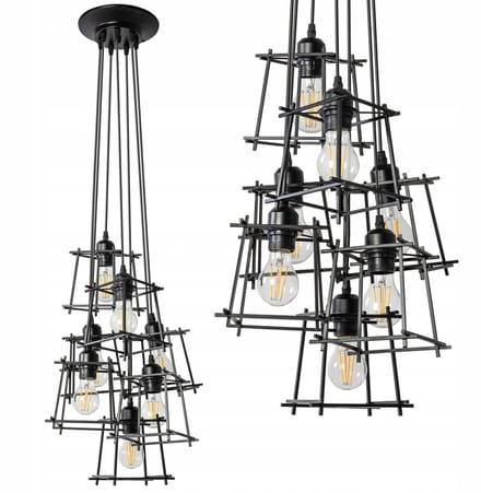 Zwarte Hanglamp Loft Industrieel 7xE27 voor Woonkamer & Eetkamer