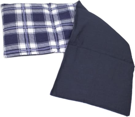 Lange warmte- en koud kussen 20x60 cm met 4 kamers - Flanel geruit blauw
