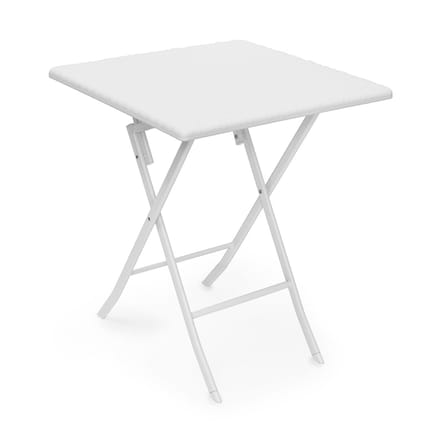 Tuintafel- 74 x 61,5 x 61,5 cm - inklapbaar - kunststof - metaal - vierkant - wit