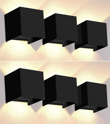 Set van 6 Zwarte LED Buiten Wandlampen met Verstelbare Kleurtemperatuur