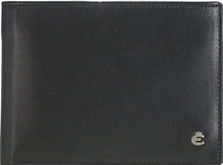 Esquire Leren Portemonnee Harry RFID Wallet Quer with Flap Black Zwart
