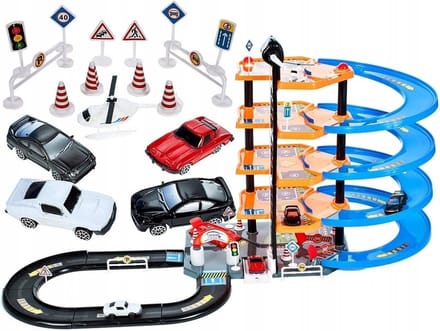 Ilso parkeergarage met racebaan - 4 verdiepingen - helikopter - 4 auto's