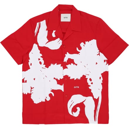 Shirt Sleeve Short Man Groot Flower Shirt Rood/wit