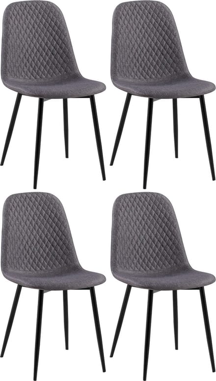 CLP Giverny Set van 4 eetkamerstoelen - zonder armleuning - donkergrijs Stof